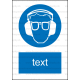 M020 - Príkaz na ochranu zraku a sluchu - Zvislá nálepka s doplnkovým textom