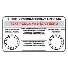 K002 - Revízny štítok o vykonaní opravy a plnenia 100 x 60 mm - Bez predtlačených údajov