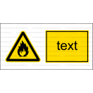 W001 - Nebezpečenstvo požiaru - Vodorovná nálepka s doplnkovým textom