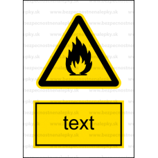 W001 - Nebezpečenstvo požiaru - Zvislá nálepka s doplnkovým textom