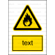 W001 - Nebezpečenstvo požiaru - Zvislá nálepka s doplnkovým textom