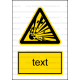 W002 - Nebezpečenstvo výbuchu - Zvislá nálepka s doplnkovým textom