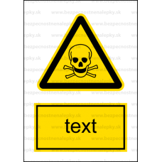 W003 - Nebezpečenstvo otravy, zadusenia - Zvislá nálepka s doplnkovým textom