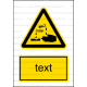 W004 - Nebezpečenstvo poleptania - Zvislá nálepka s doplnkovým textom