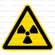 W005 - Nebezpečné rádioaktívne alebo ionizujúce žiarenie - Trojuholníková nálepka bez textu