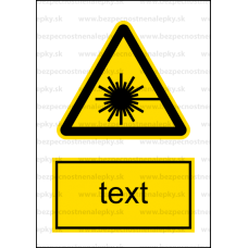 W010 - Nebezpečenstvo laserového lúča - Zvislá nálepka s doplnkovým textom