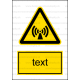 W012 - Nebezpečenstvo neionizujúceho žiarenia - Zvislá nálepka s doplnkovým textom