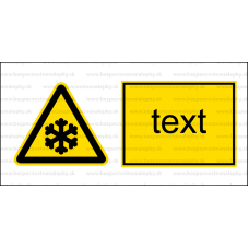 W017 - Nebezpečenstvo nízkej teploty - Vodorovná nálepka s doplnkovým textom