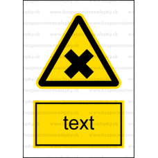 W018 - Nebezpečenstvo škodlivých alebo dráždivých látok - Zvislá nálepka s doplnkovým textom