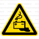 W020 - Nebezpečenstvo od akumulátorov - Trojuholníková nálepka bez textu