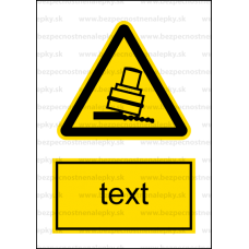 W024 - Nebezpečenstvo zosunutia alebo pádu valca - Zvislá nálepka s doplnkovým textom