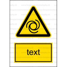 W025 - Nebezpečenstvo pri automatickom štarte - Zvislá nálepka s doplnkovým textom