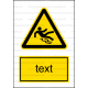 W028 - Nebezpečenstvo pošmyknutia - Zvislá nálepka s doplnkovým textom