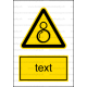 W029 - Nebezpečenstvo od chodu stroja - Zvislá nálepka s doplnkovým textom