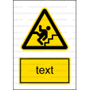 W031 - Pozor schod(y) - Zvislá nálepka s doplnkovým textom