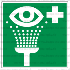 E009 - Vymývanie očí - Štvorcová záchranná nálepka bez textu