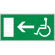 E020LF- Úniková cesta, únikový východ pre zdravotne postihnutých (šipka vľavo) - Obdĺžniková fotoluminiscenčná záchranná nálepka bez textu