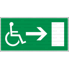 E020L - Úniková cesta, únikový východ pre zdravotne postihnutých (šipka vpravo) - Obdĺžniková záchranná nálepka bez textu