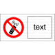P018 - Zákaz používania mobilných telefónov - Vodorovná nálepka s doplnkovým textom